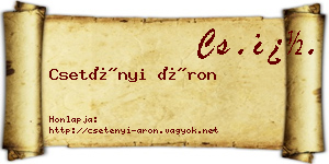 Csetényi Áron névjegykártya